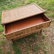 Vintage woven wicker rattan bamboo chest of drawers design 50-60-70