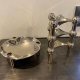 3 S22 candlesticks and 1 modular S44 bowl NAGEL vintage 1970