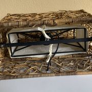 Lampe de sol/table en osier vintage