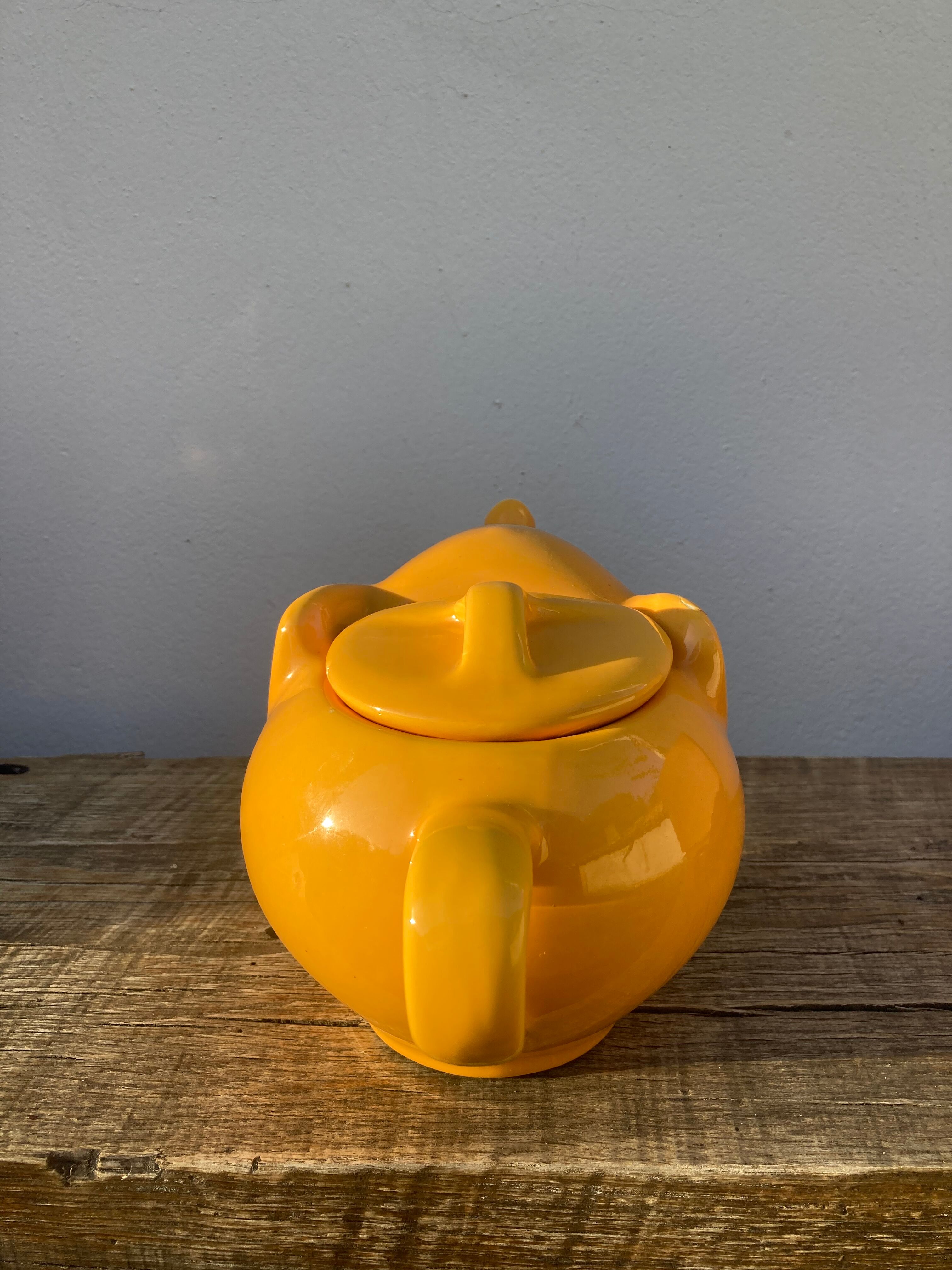 Yellow ceramic elephant teapot