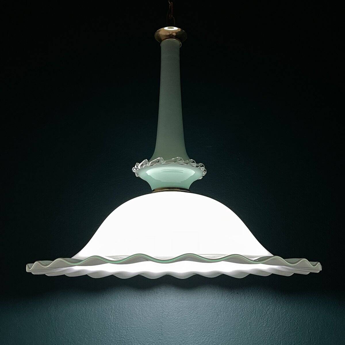 Vintage Murano glass pendant lamp attributed to Venini, Italy, 1970s.