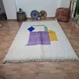 Colorful handmade wool Berber rug 250 x 150 cm
