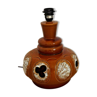 French Vintage Retro 1960s Brown and Cream Ceramic Standard Lamp Base 3462