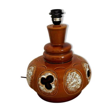 Vintage French 1960s standard lamp base in brown and cream ceramic 3462