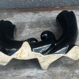 Vallauris Black Ceramic Candle Holder from the 50s