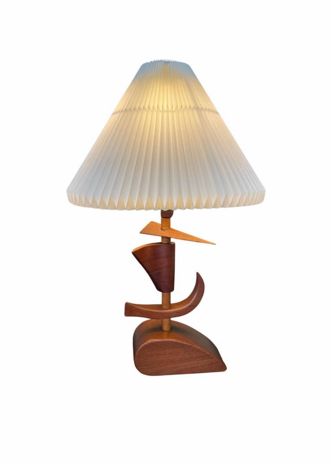 Vintage mid-century modern Danish sculptural teak table lamp