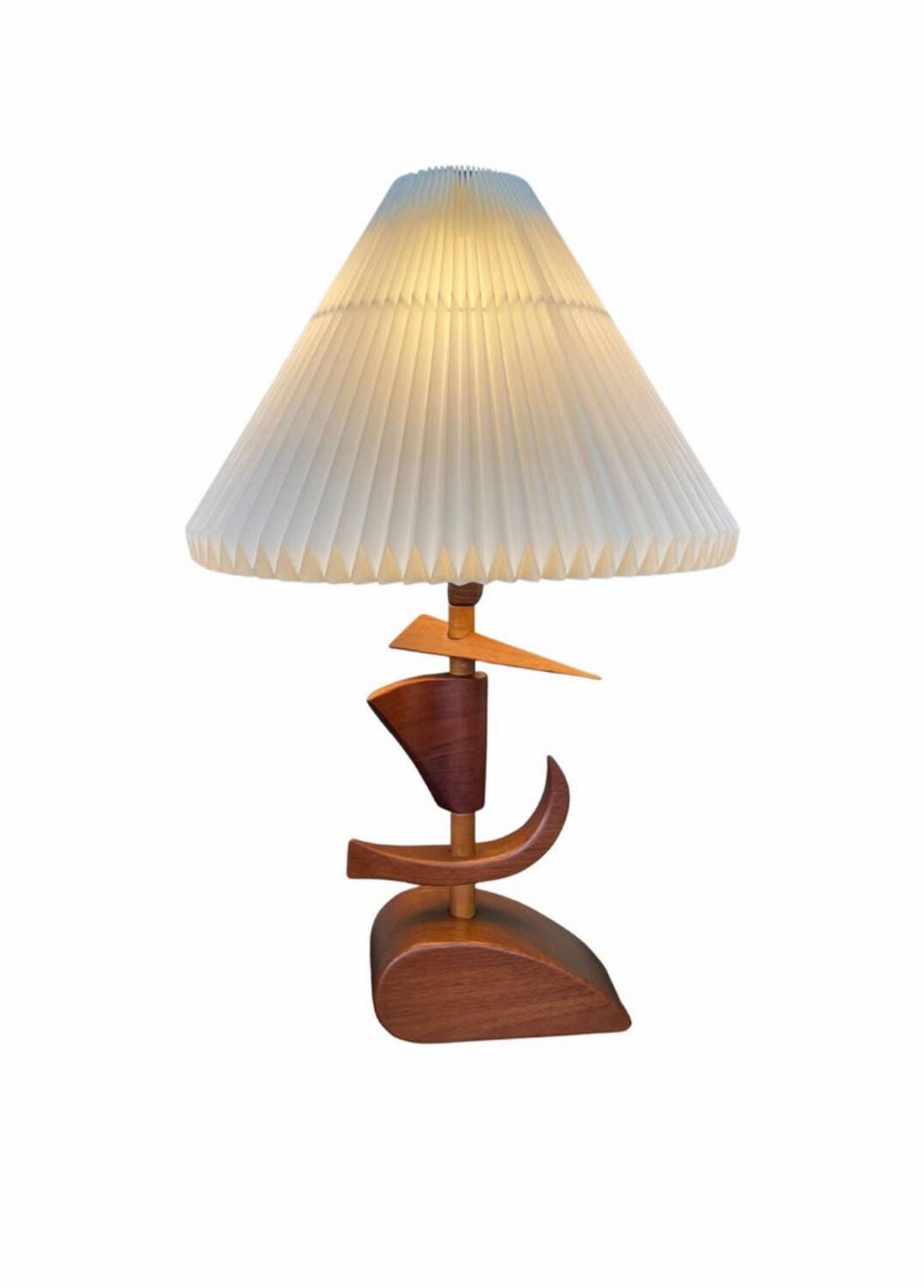 Vintage mid-century modern Danish sculptural teak table lamp