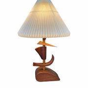 Vintage mid-century modern Danish sculptural teak table lamp