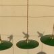 Three Suspensions enamelled sheet green and white golden threads brass socket
