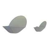 Pair of vintage wall lights, white metal and sandblasted glass, Italy 1970