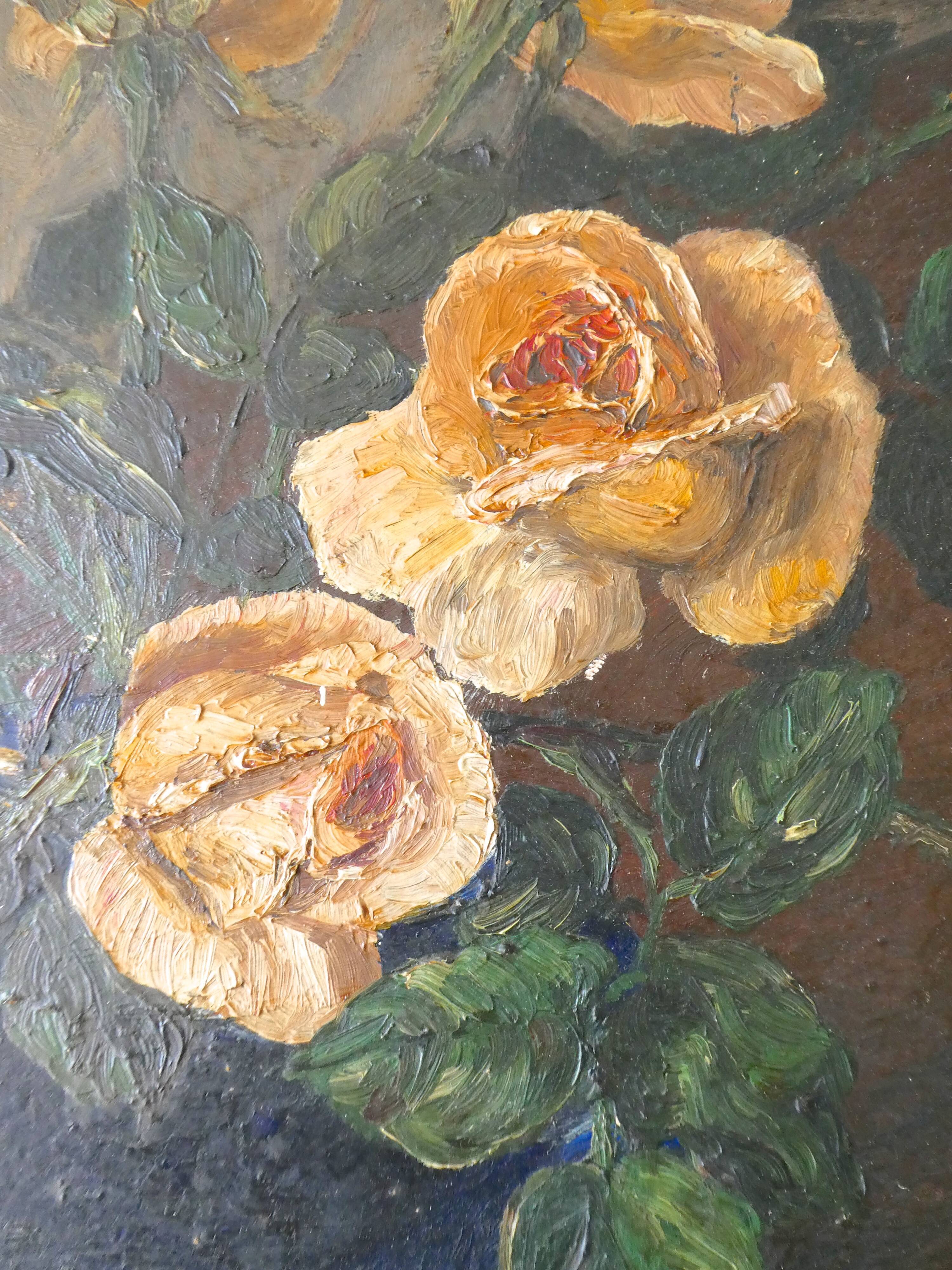 Painting, still life, flower, roses bouquet