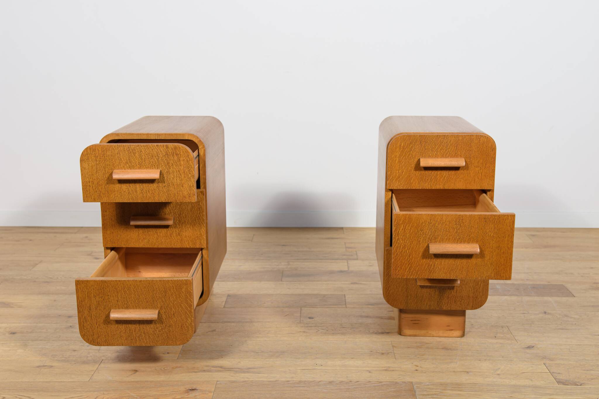 Art Deco Nightstands, Former Czechoslovakia, 1950s, Set of 2