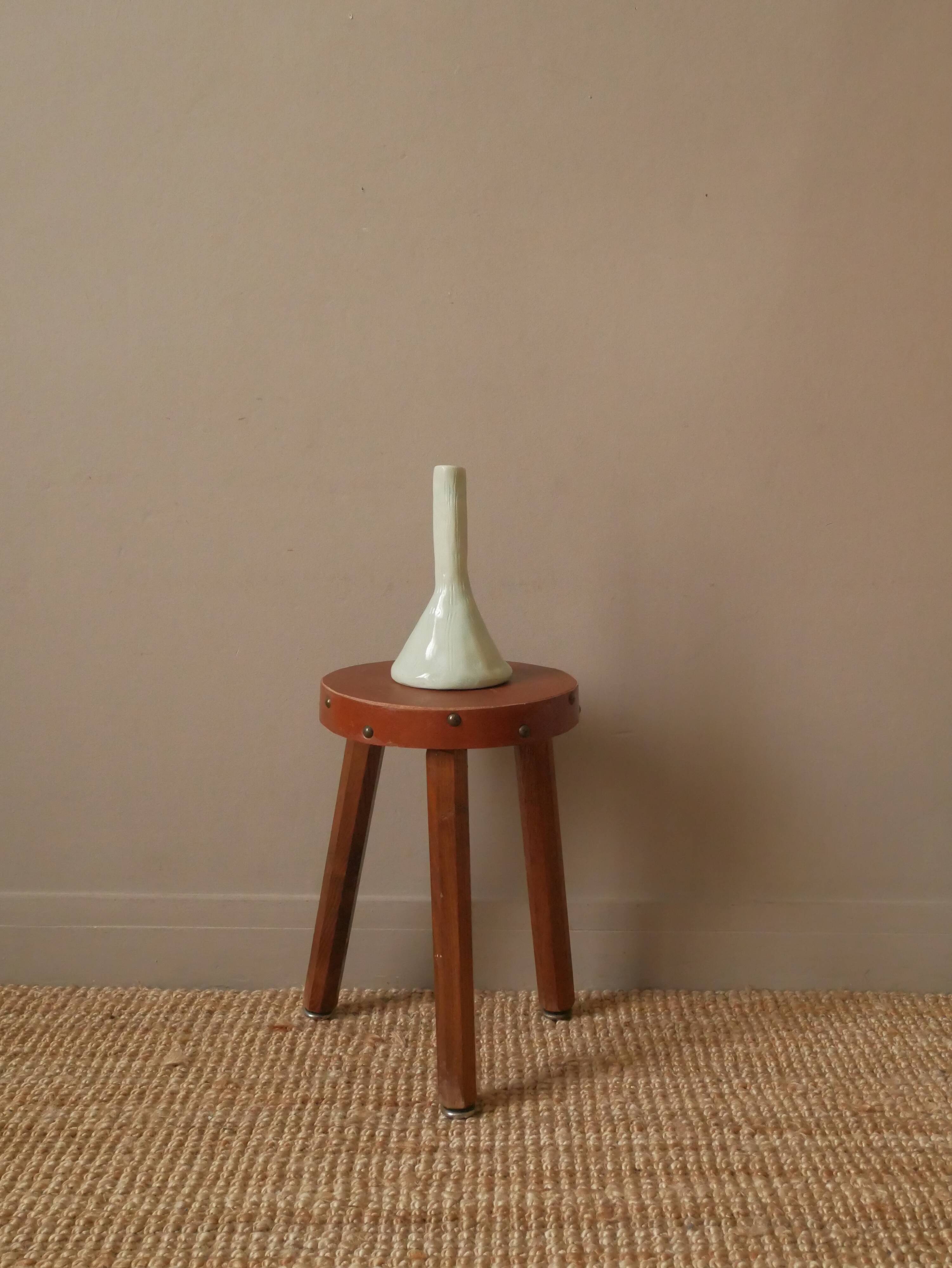 Vintage enameled ceramic soliflore vase, artisanal handmade pottery