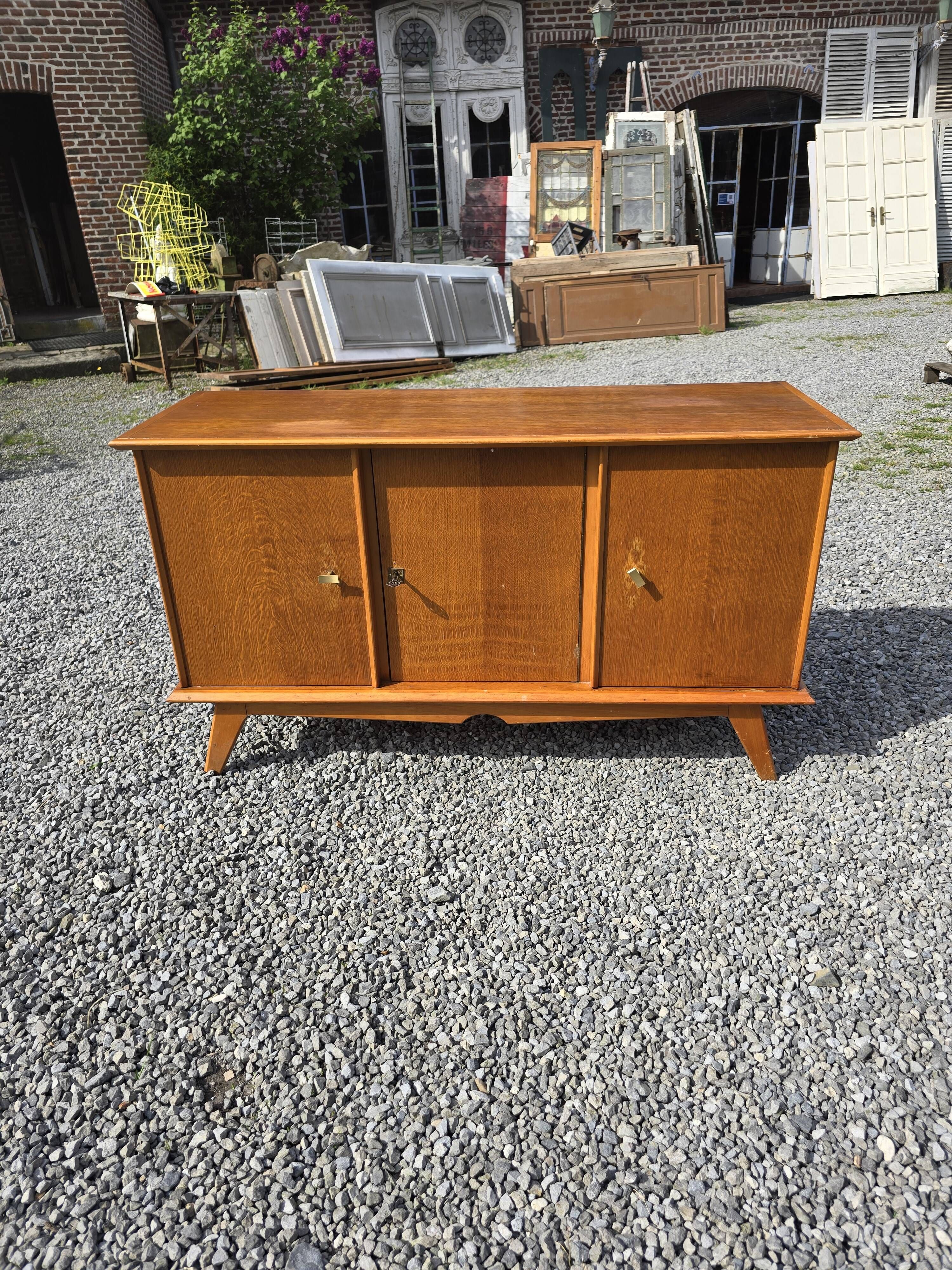 Vintage 3-door sideboard from the 60s in oak