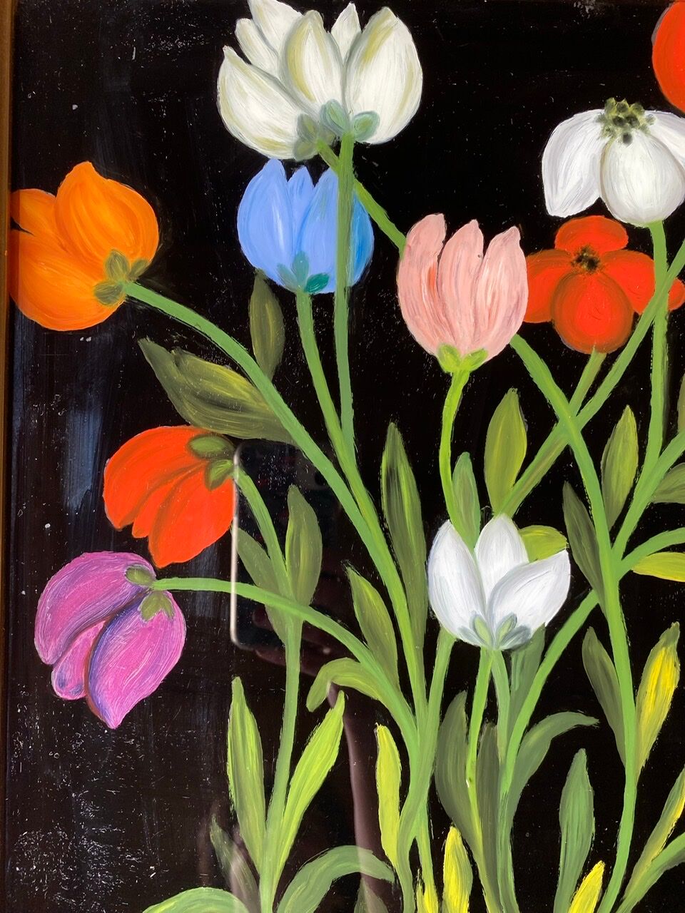 Old painting, still life with tulips, 20th century