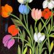 Old painting, still life with tulips, 20th century
