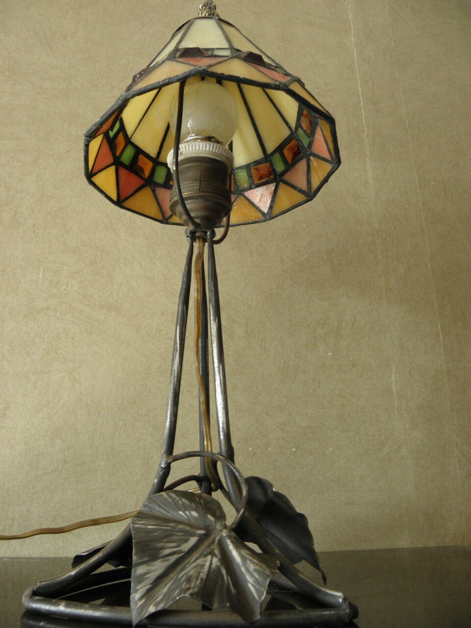 Art deco wrought iron lamp