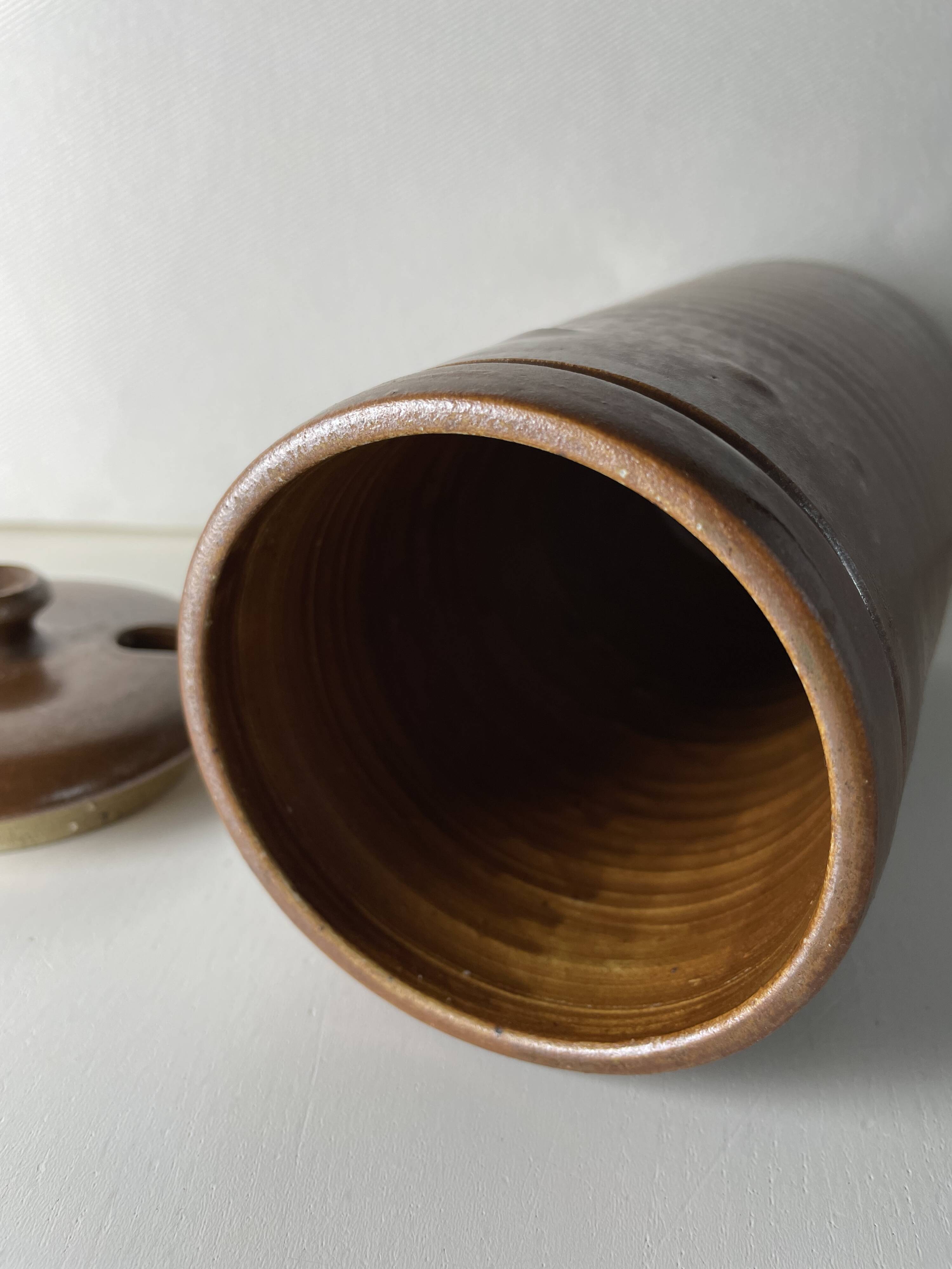 Pot de confiture/moutarde à couvercle en grès vintage