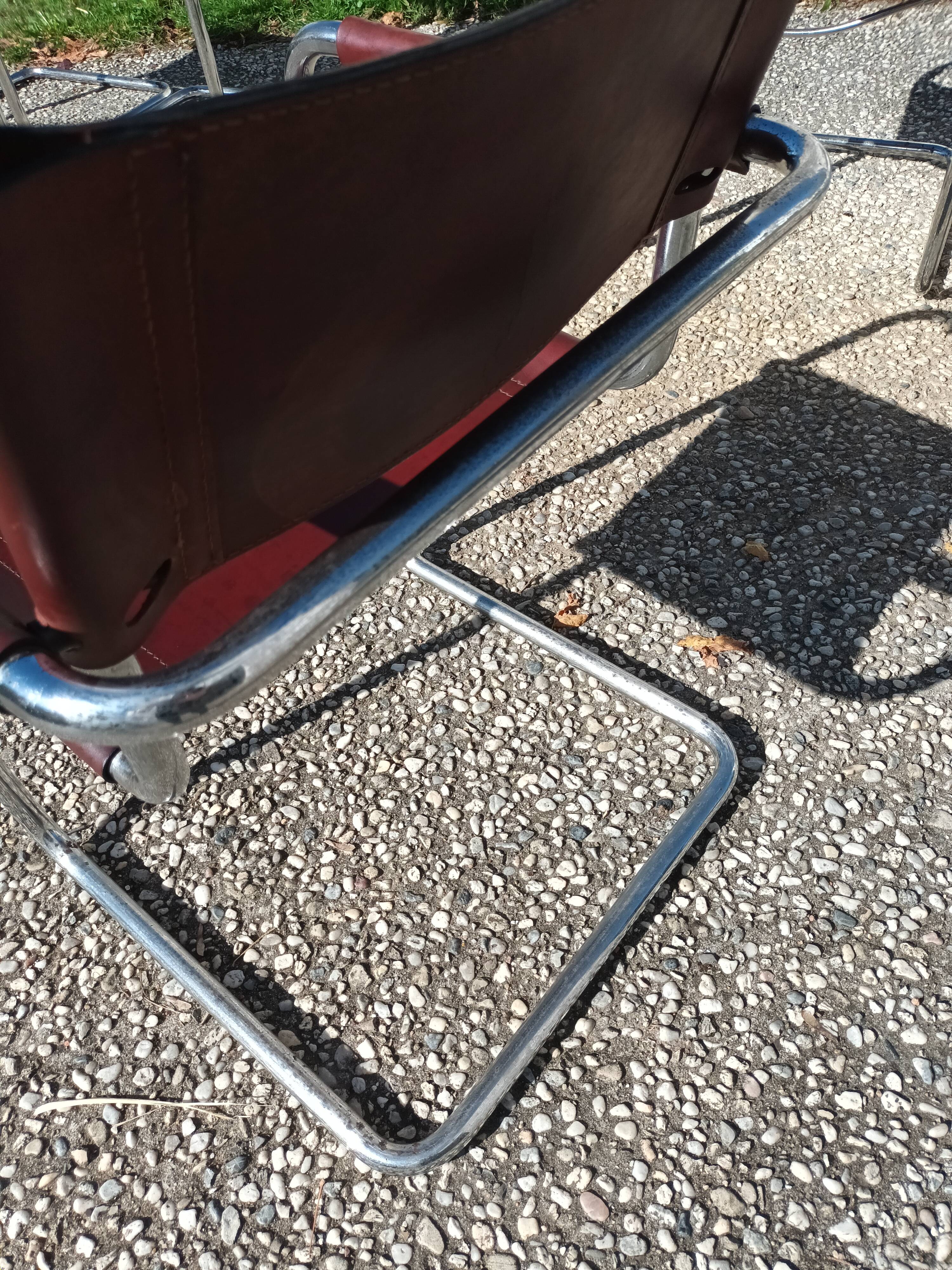 Set of 6 brown leather armchairs