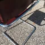 Set of 6 brown leather armchairs