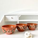 Vintage terracotta bowls decorated flowers