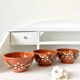 Vintage terracotta bowls decorated flowers