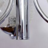 Glass and chrome metal chandelier 1970