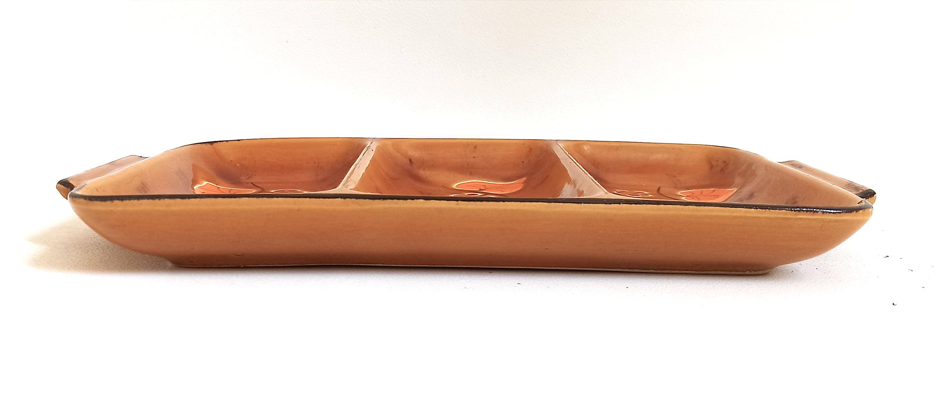 Poët Laval ceramic compartment dish 1960s