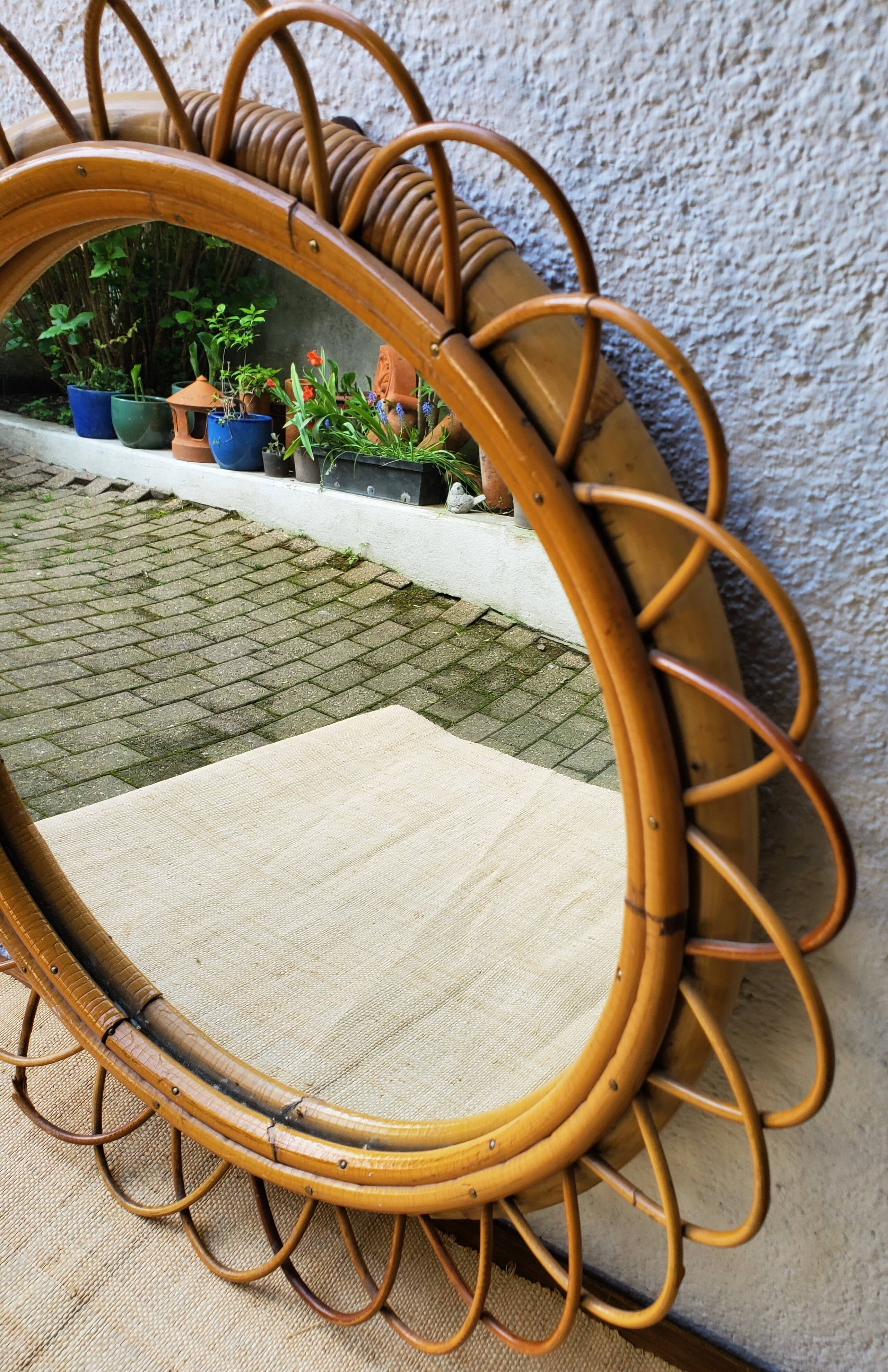 Large rattan mirror 55cm