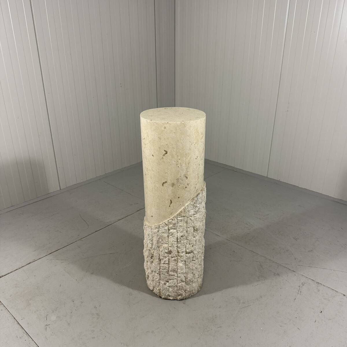 Travertine mactan stone columns & vase 1980’s