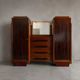 Art Deco furniture, Art Deco wooden sideboard with mirror, storage furniture, interior decoration.