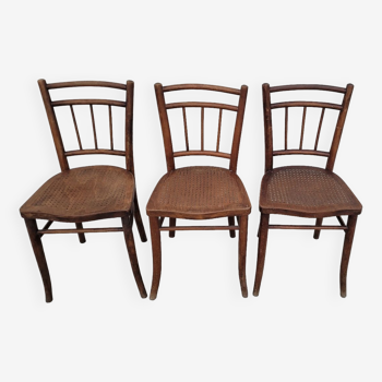 Set of 3 old bistro chairs signed Thonet