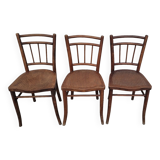 Série de 3 chaises de bistrot signé Thonet ancienne