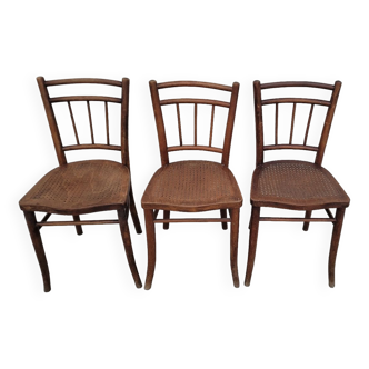 Set of 3 old bistro chairs signed Thonet