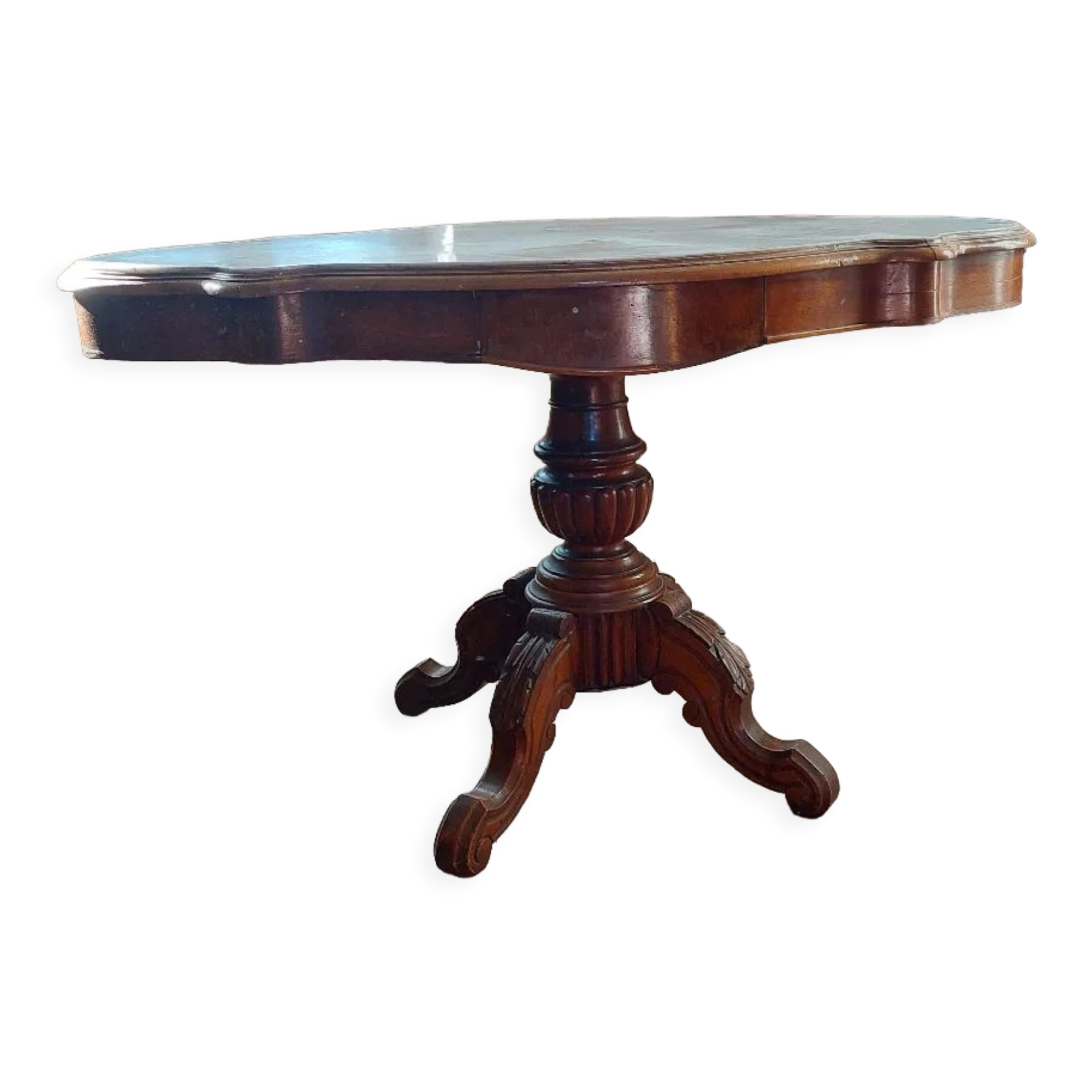 Console table in wood and marble