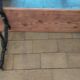 Antique garden bench with cast iron legs