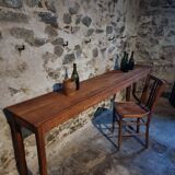 Vintage oak work table / hospital workshop side table, France, 1950s