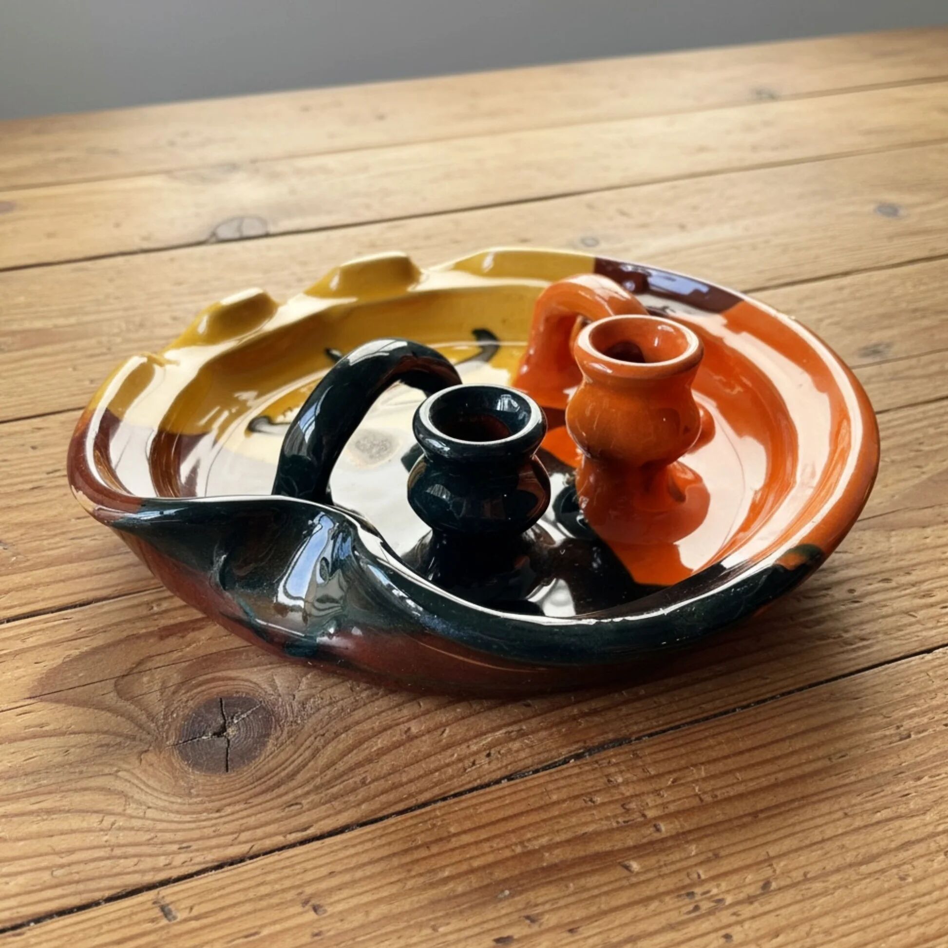 Thomas Buxo multifunctional ceramic candlestick ashtray olive dish