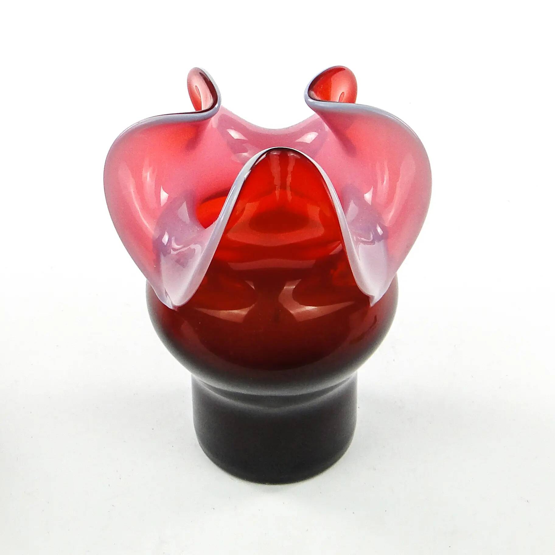 Donkey vase, red glass, designed by C. Zuber, Poland, 1970s