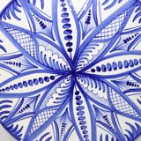 Xl dish from Spain with hand-painted blue rosette