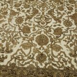 Handmade Turkish Unique 1980s 284 cm x 380 cm Beige Wool Carpet