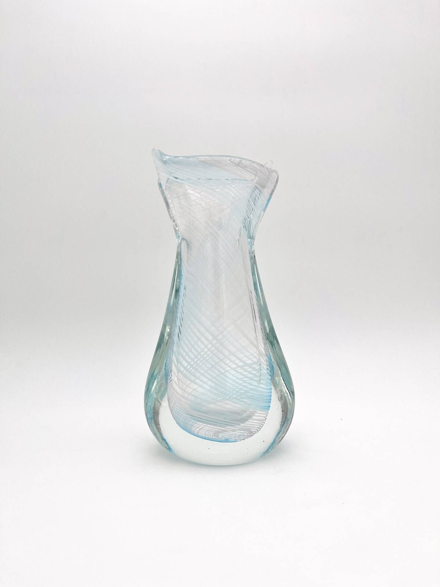 Vase Sculpture Murano Zanfirico Filigree Sommerso Blue Pink White