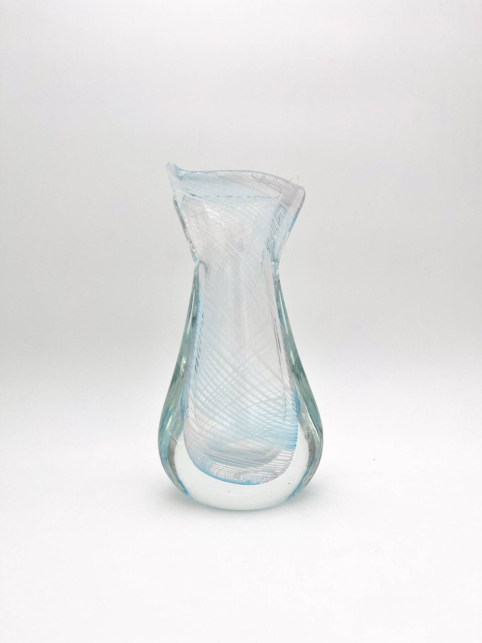 Vase Sculpture Murano Zanfirico Filigree Sommerso Blue Pink White