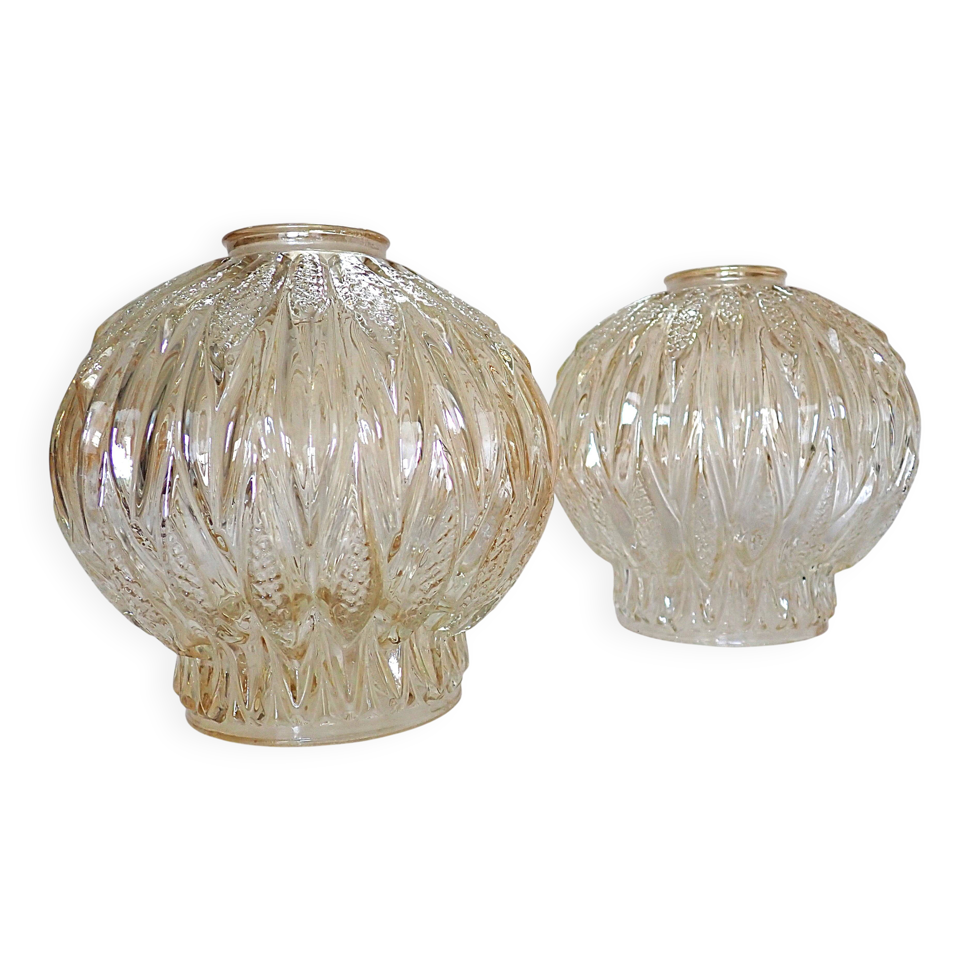 Pair of vintage globes for lighting - amber glass