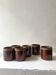 Service of 6 coffee cups in handcrafted glazed ceramic, amber brown, 1970.