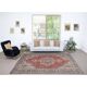 Traditional Vintage Handmade Turkish Area Rug. Hand-knotted Wool Carpet with Medallion Design