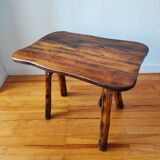 Brutalist popular art coffee table, solid wood, 1950.