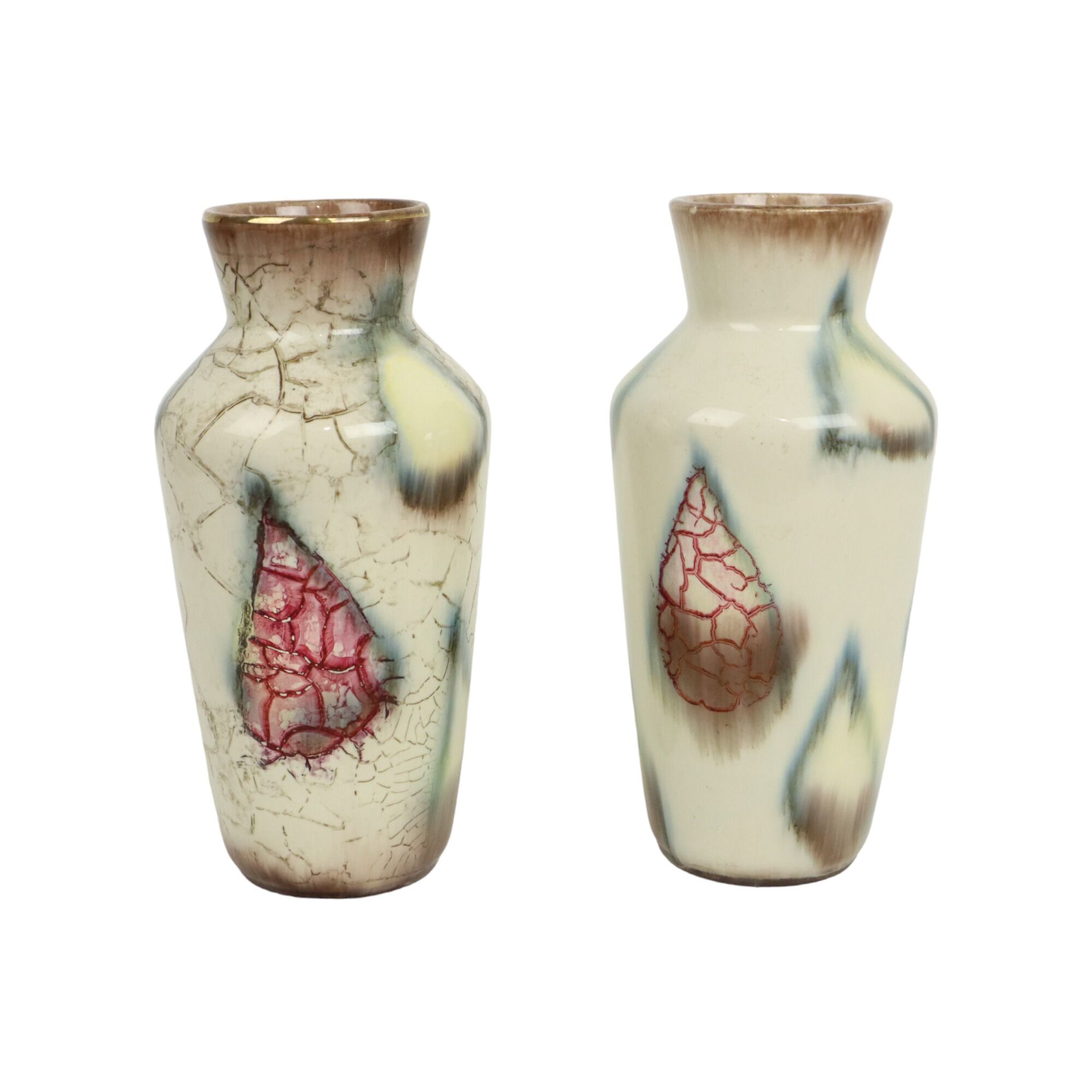 Couple West Germany Vases Bay Keramik Abstract Marble Pattern 606-20