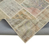 Handmade turkish overdyed 171 cm x 240 cm grey patchwork carpet