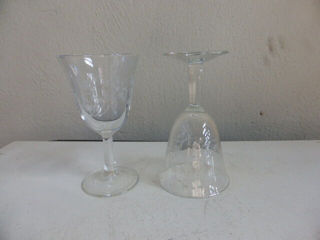 16 drinks wine, Tulip, glass shape transparent reasons silkscreens blueberries vintage 1950